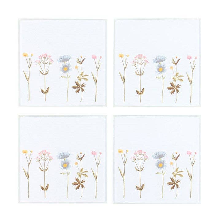 Floral Glass Coaster Set