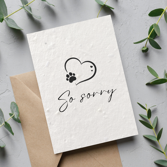 Pawprints on Heart Plantable Pet Sympathy Card