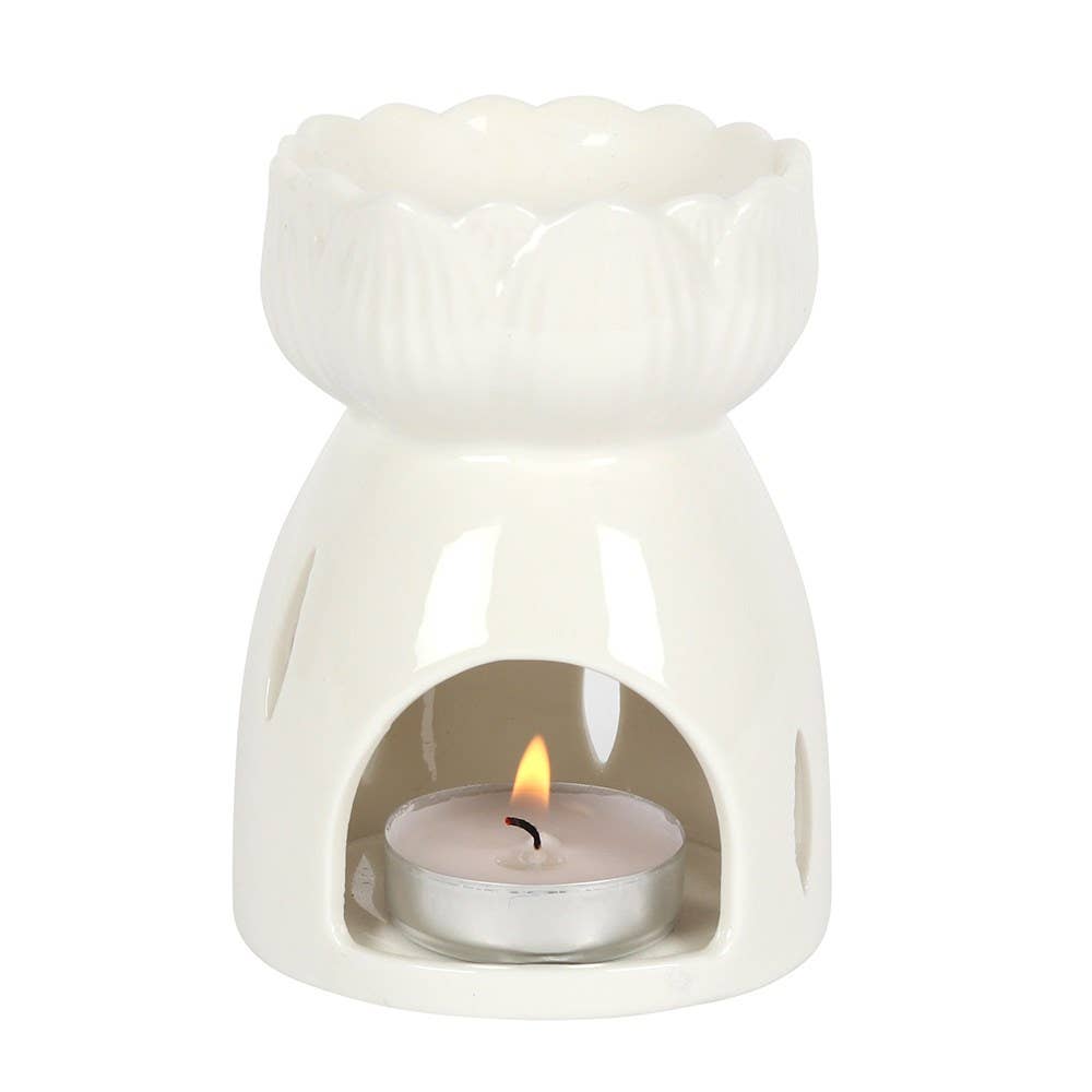 White Gloss Lotus Flower Wax Warmer