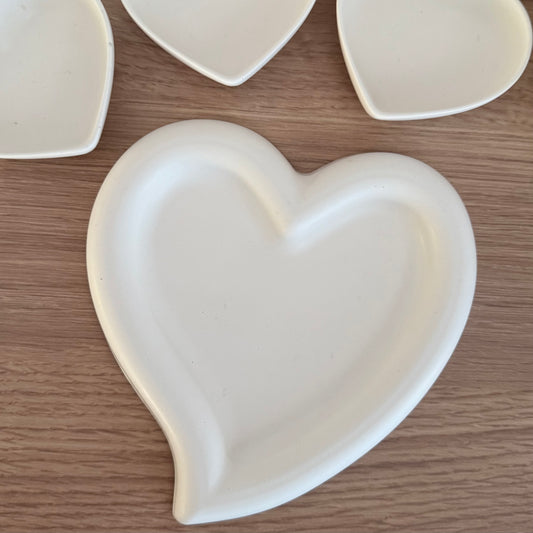 White Wave Heart Jesmonite Candle Plate/Trinket