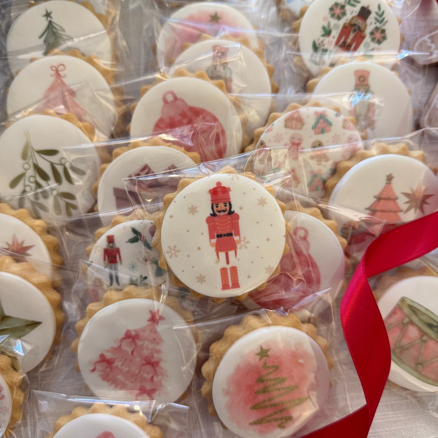 Personalised Pink & Gold Christmas Biscuits Gift Box