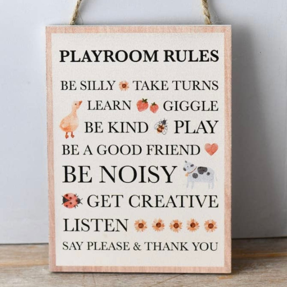 Playroom Rules Hanging Sign