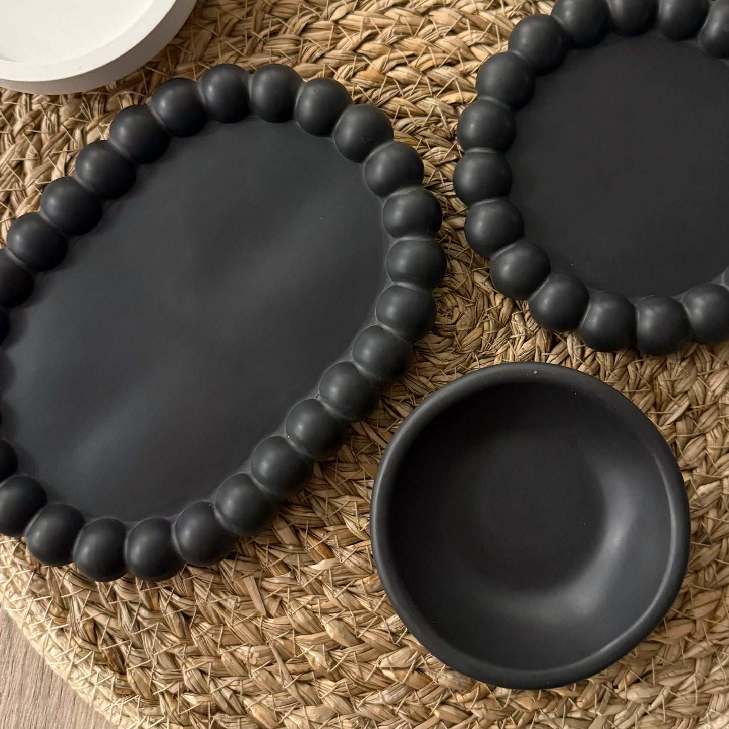 Black Oval Jesmonite Candle Plate