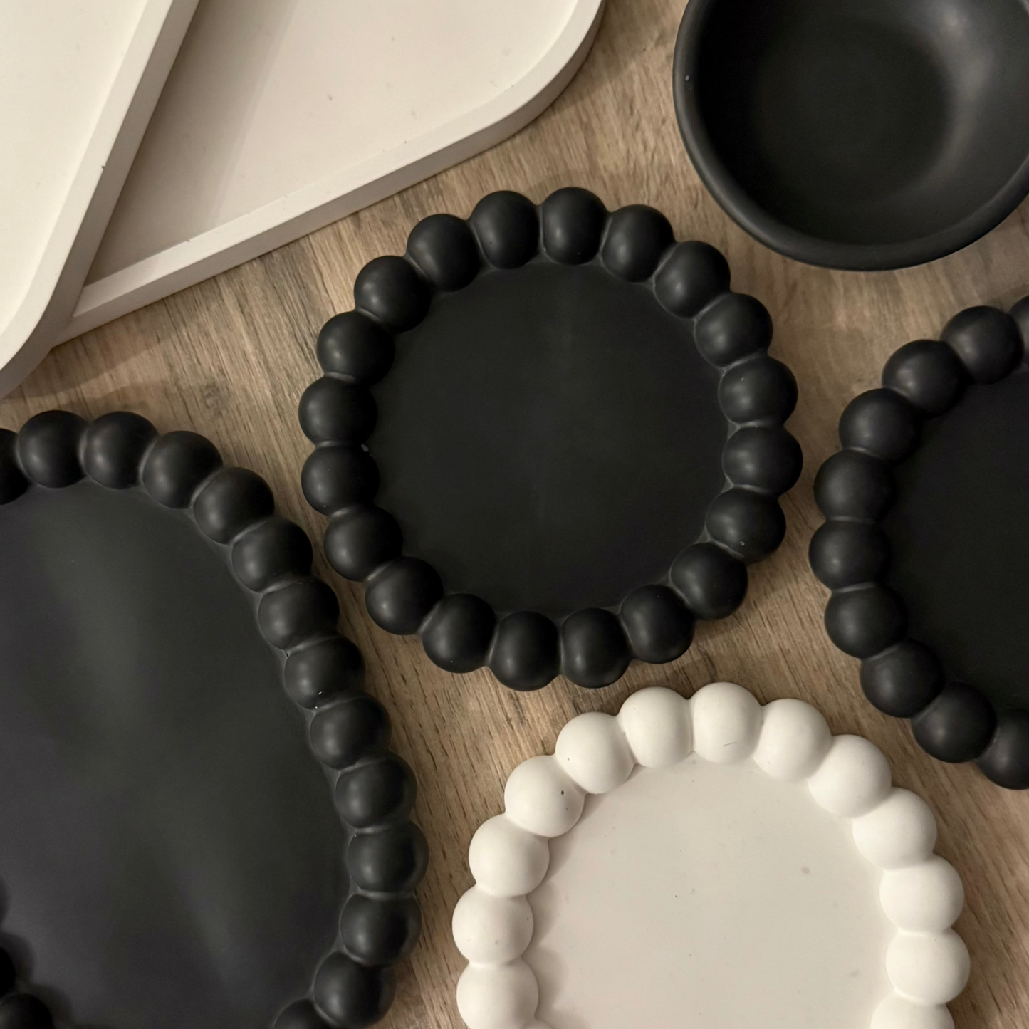 Black Oval Jesmonite Candle Plate