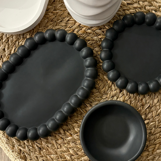 Black Oval Jesmonite Candle Plate