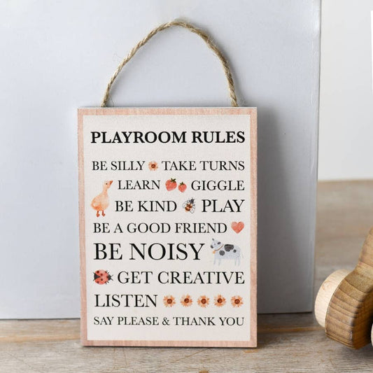 Playroom Rules Hanging Sign