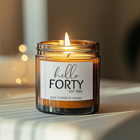 Hello Forty Candle Sand Jar