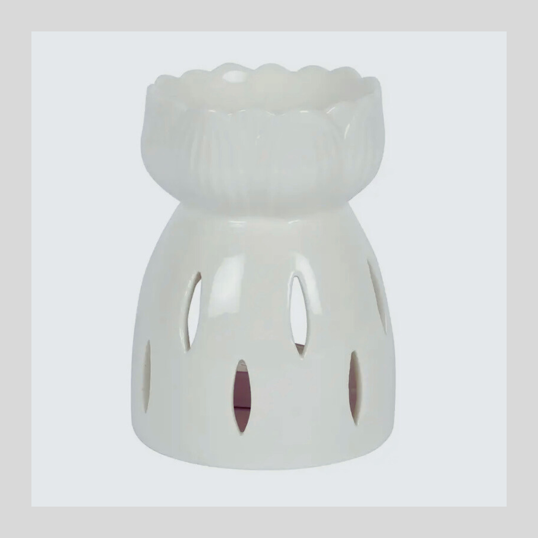White Ceramic Lotus Wax/Oil Burner