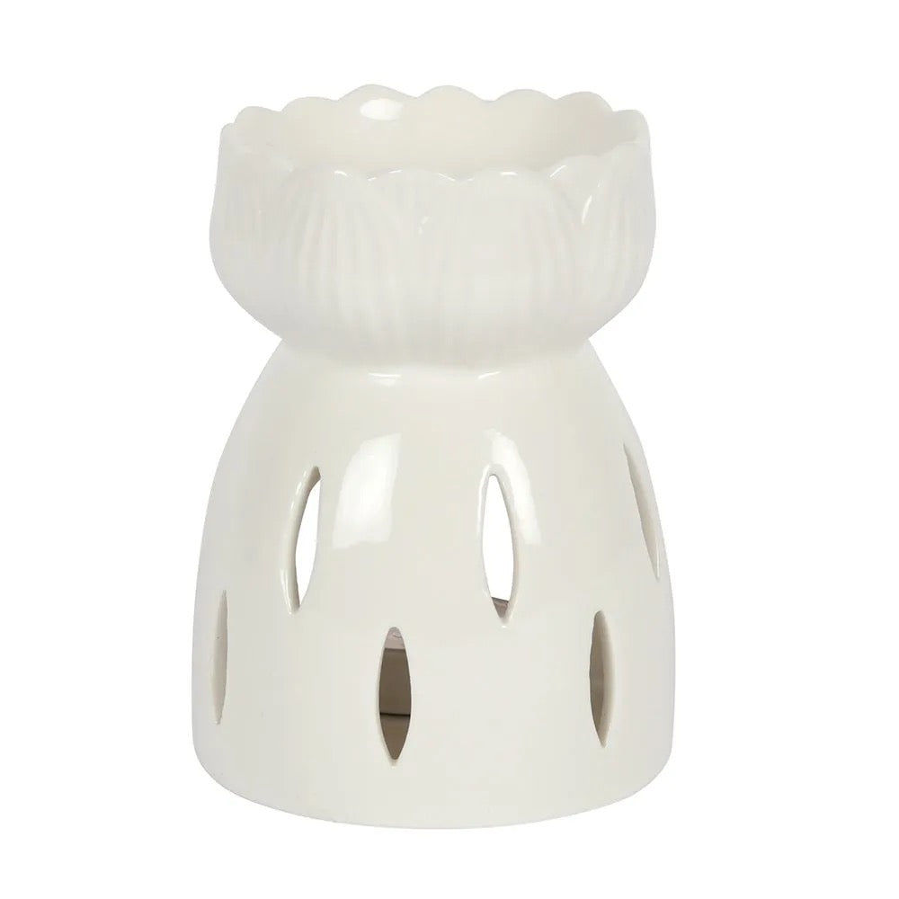 White Ceramic Lotus Wax/Oil Burner