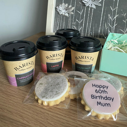 Coffee lover gift box, coffee and biscuits hamper gift