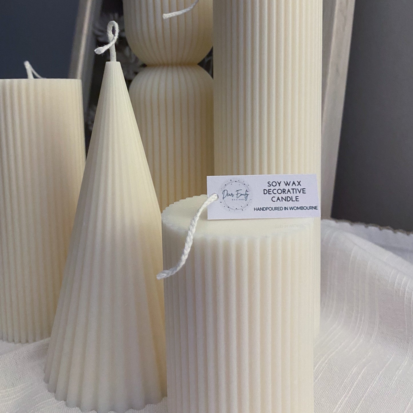 Thin Ribbed Soy Decorative Pillar Candle