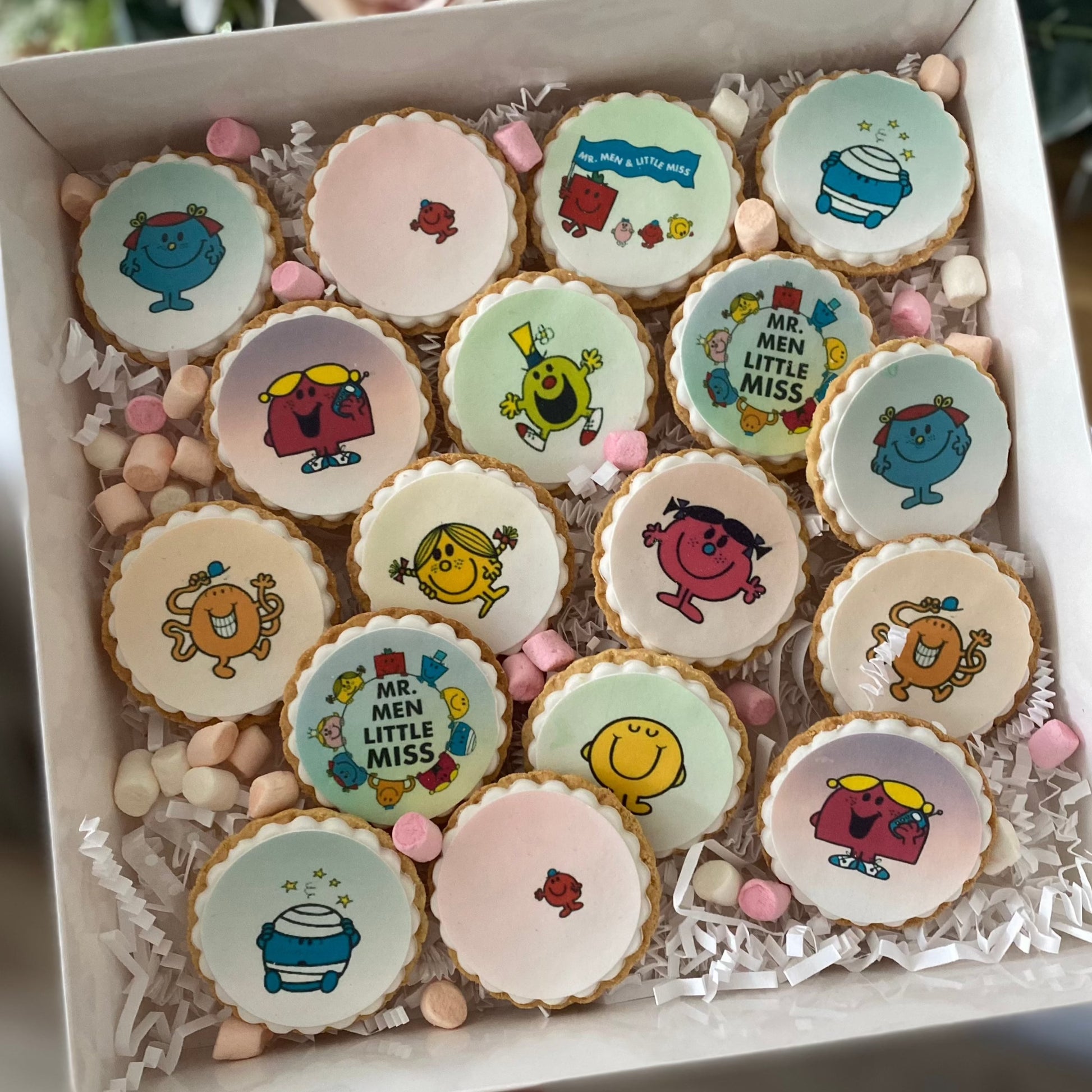mr men, little miss cookies, personalised gift for party