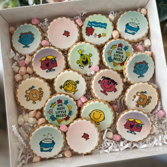 mr men, little miss cookies, personalised gift for party