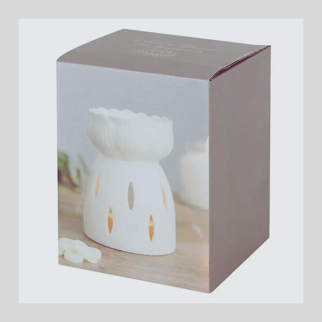White Ceramic Lotus Wax/Oil Burner