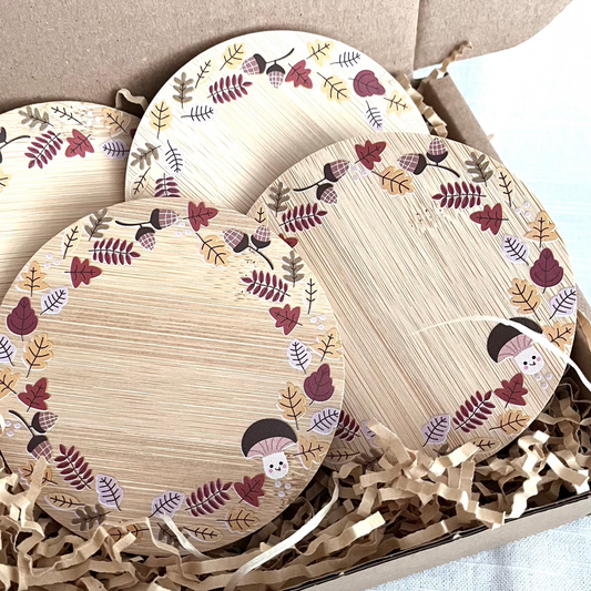 4 x Bamboo Autumn Coasters