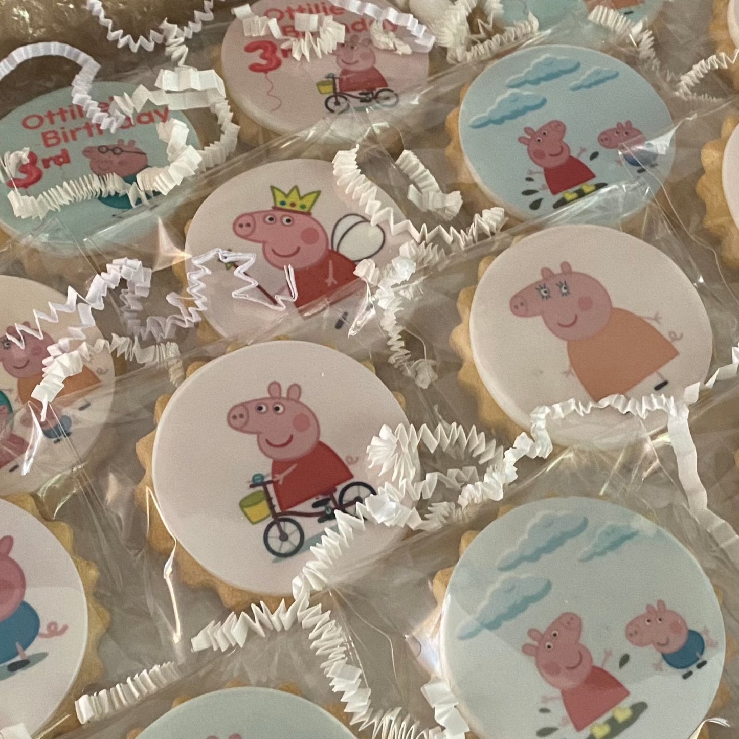 Peppa Pig biscuits for a themed birthday party