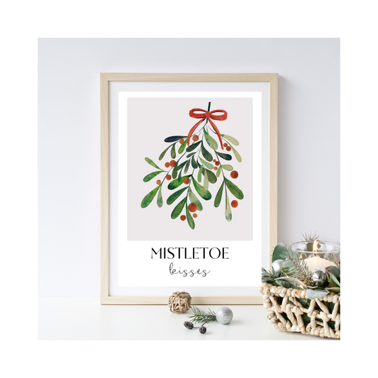 Mistletoe Kisses Christmas Wall Print