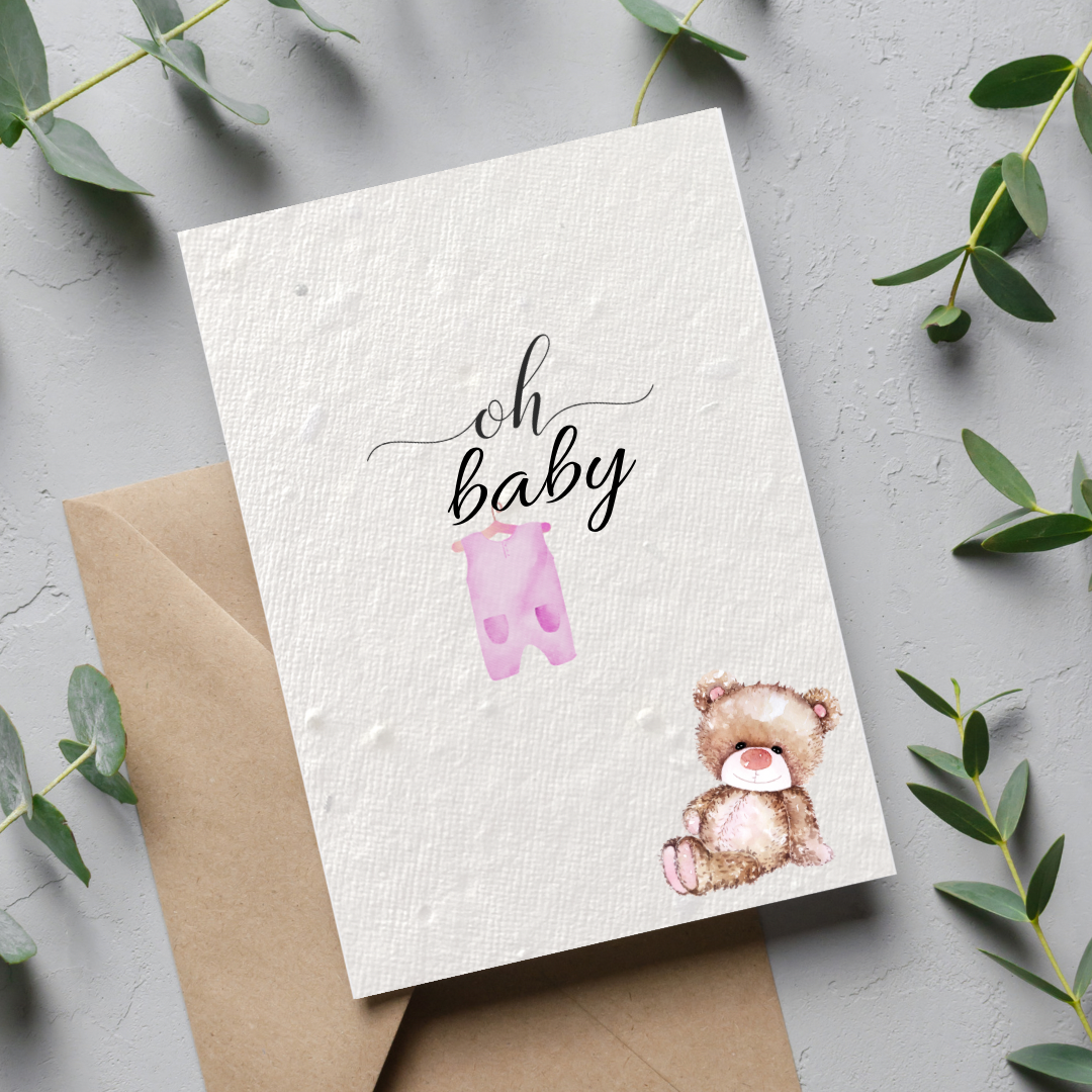 Oh Baby Girl Pink Seeded Card