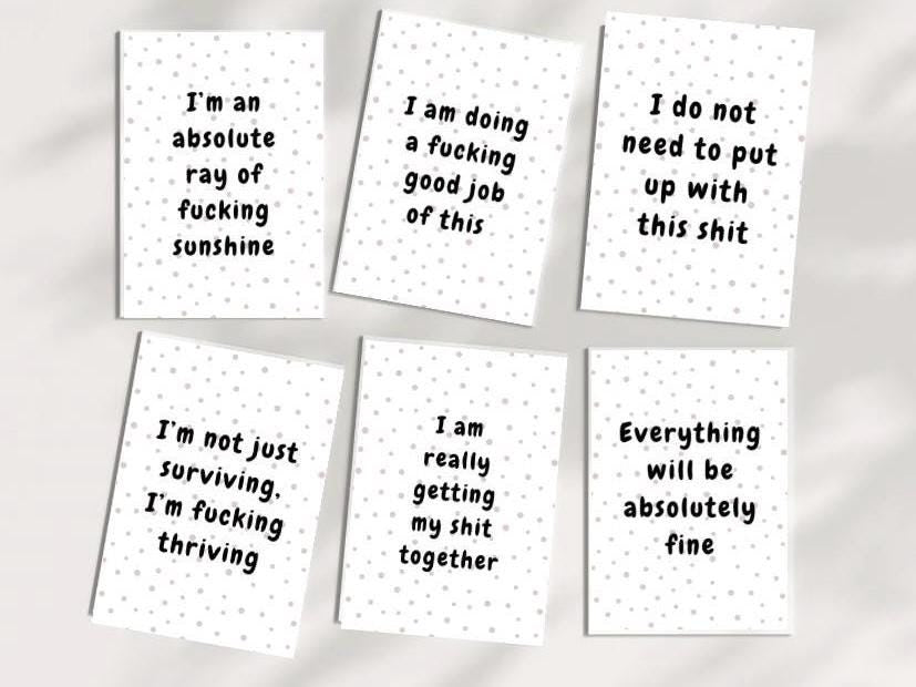 Sweary Affirmation Cards, Pack of 12