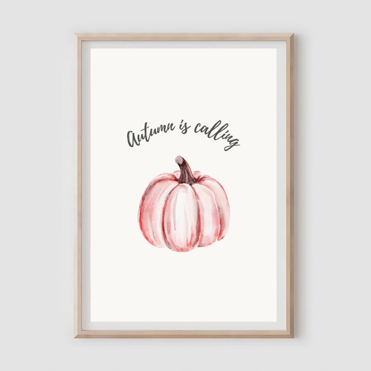 Autumn is Calling Pink Pumpkin Print