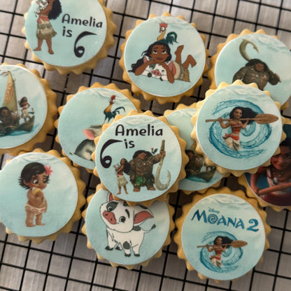 Closeup of the branded Moana 2 biscuits