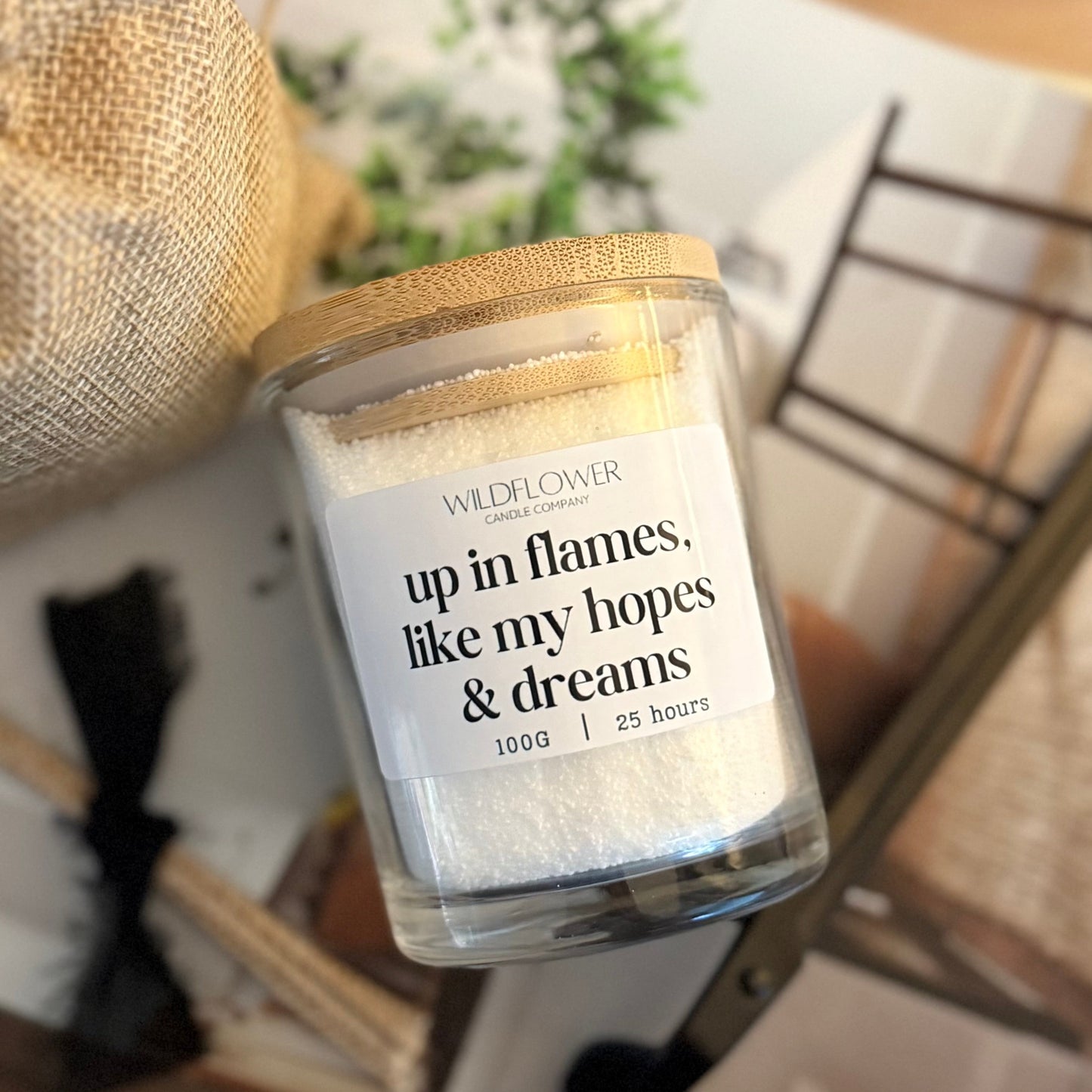 Up in Flames, Like my Hopes and Dreams Candle Sand Jar