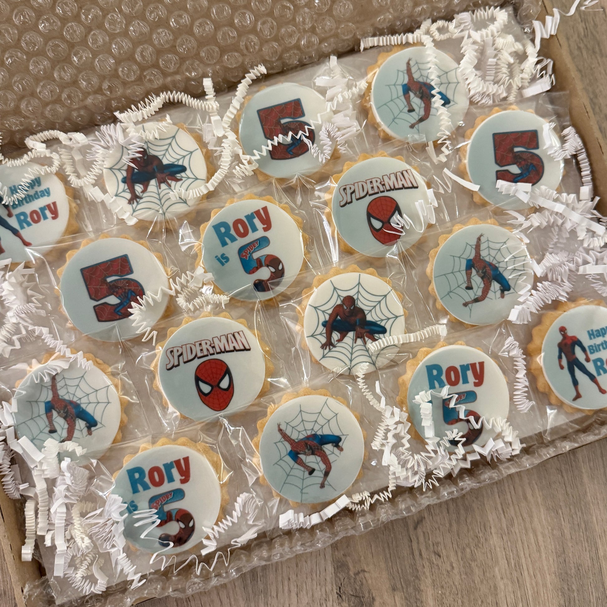 Personalized custom Spider-man themed biscuits
