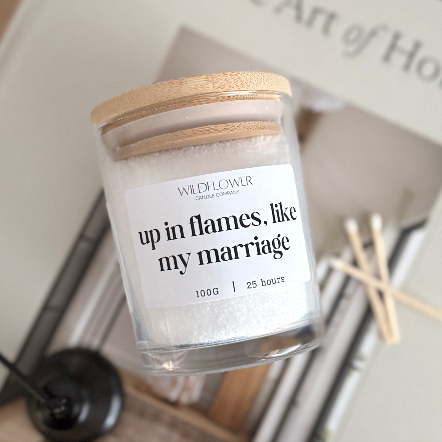 Up in Flames, Like my Marriage Candle Sand Jar