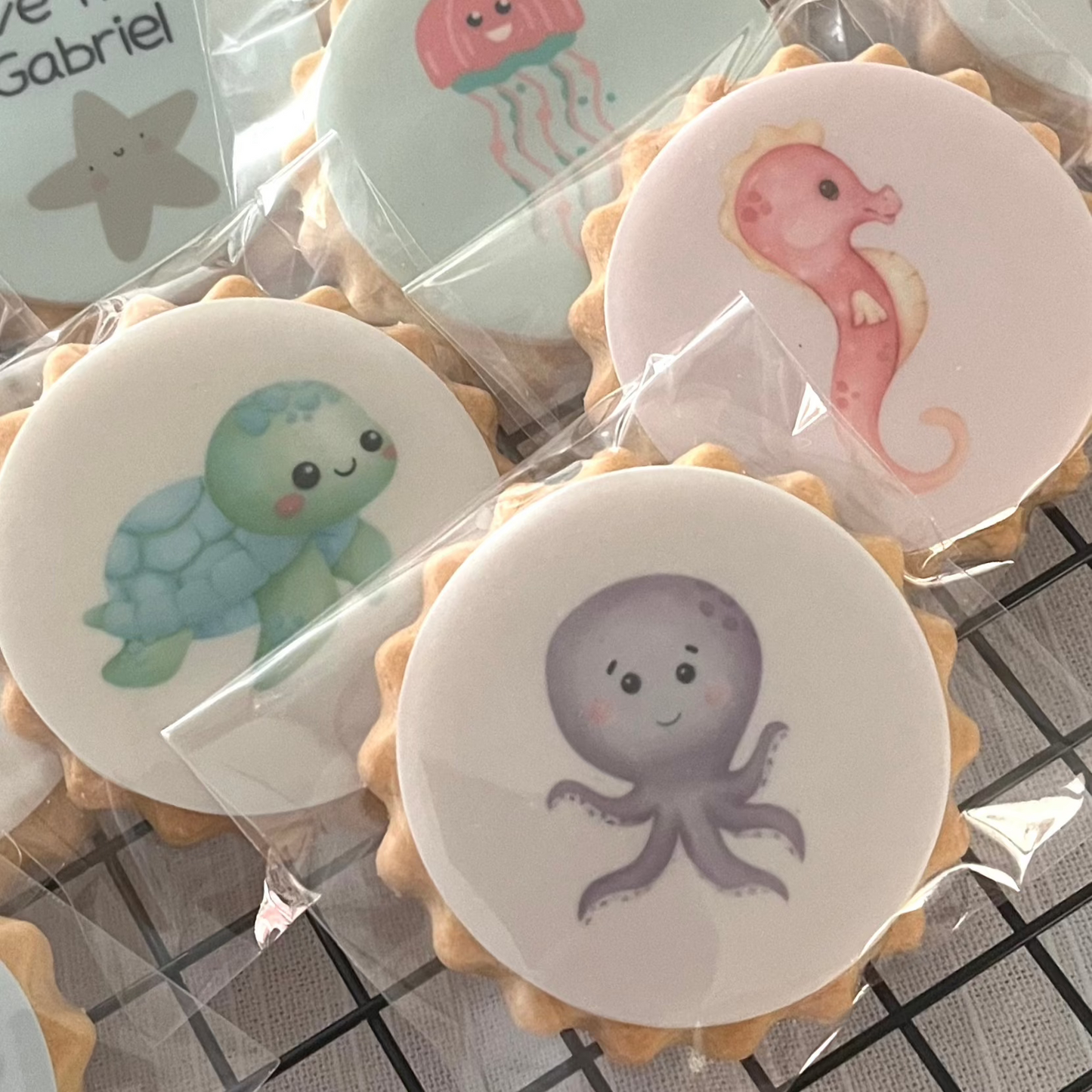 Handcrafted custom Under the Sea party biscuits for kids' parties