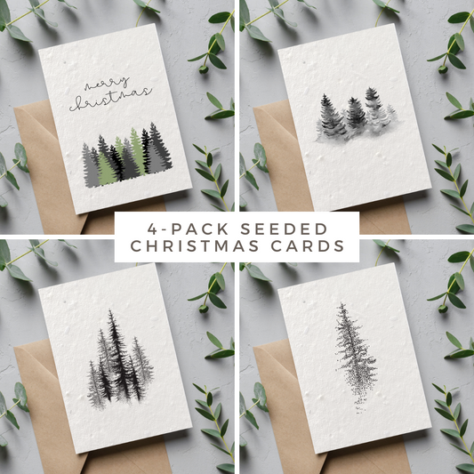 Christmas Trees Wildflower Plantable Seeded Cards, 4 pack