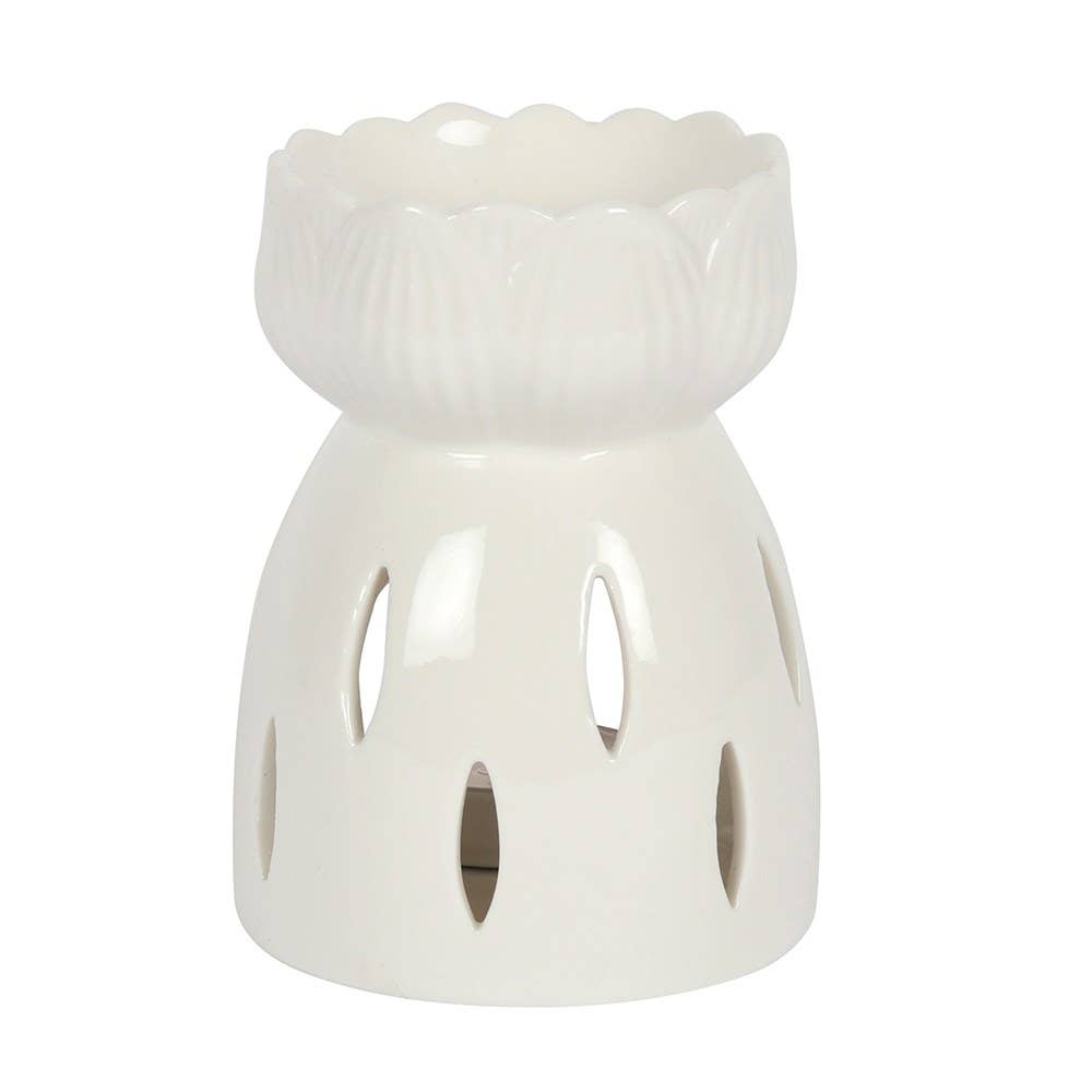 White Gloss Lotus Flower Wax Warmer