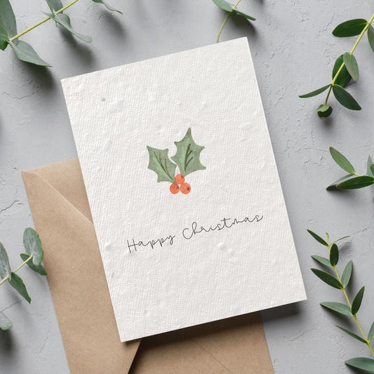 Christmas Holly Wildflower Plantable Seeded Card