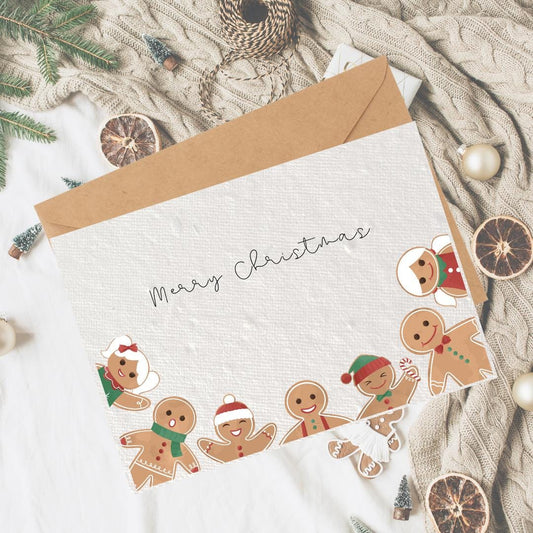 Gingerbread Border Christmas Plantable Seeded Card