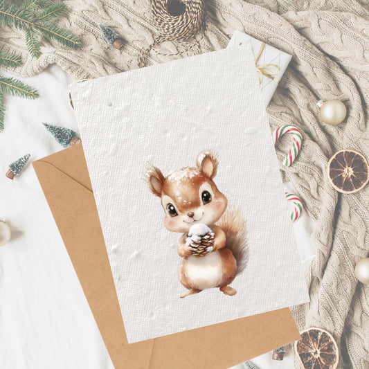 Winter Squirrel Christmas Plantable Seeded Card