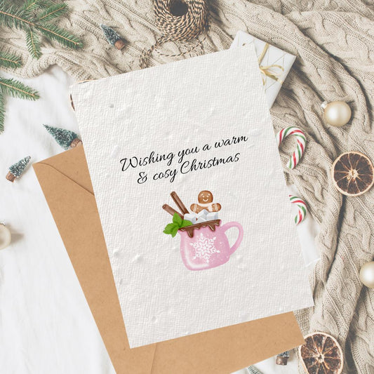 Pink Cozy Christmas Plantable Seeded Card