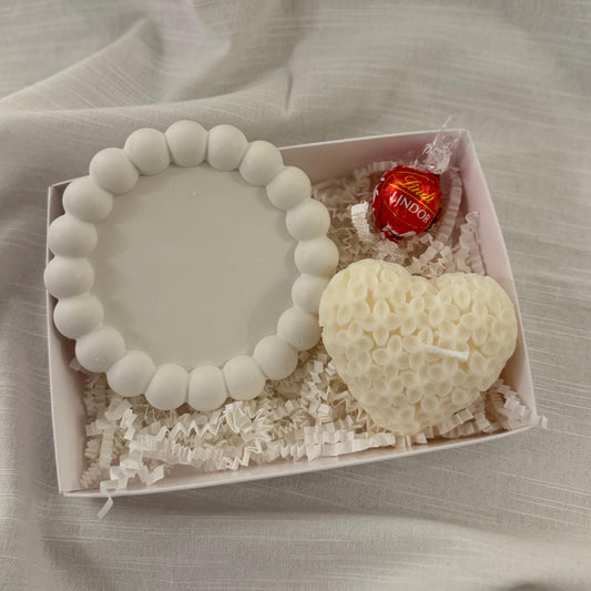 Heart Candle & Bobble Coaster Gift Set