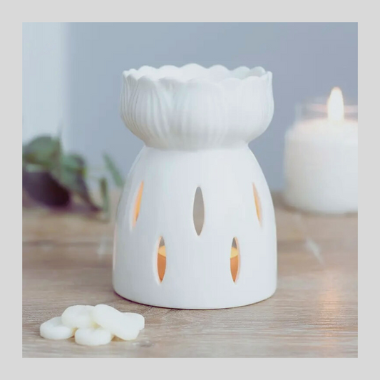 White Ceramic Lotus Wax/Oil Burner