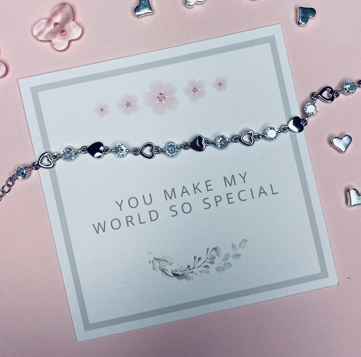 You Make My World So Special Poem Card & Silver Bracelet