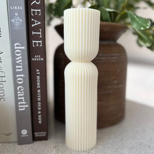 26cm Thin Ribbed Hourglass Candle