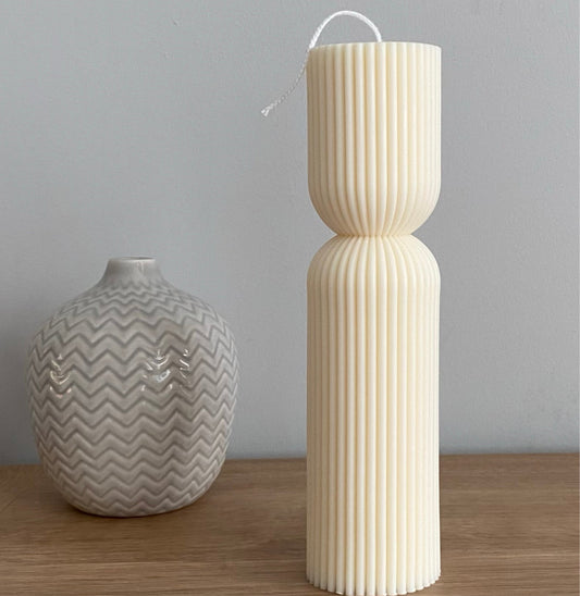 Tall Thin Ribbed Hourglass Candle