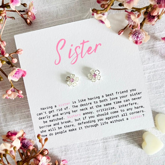 Sister Poem Card & Flower Studs