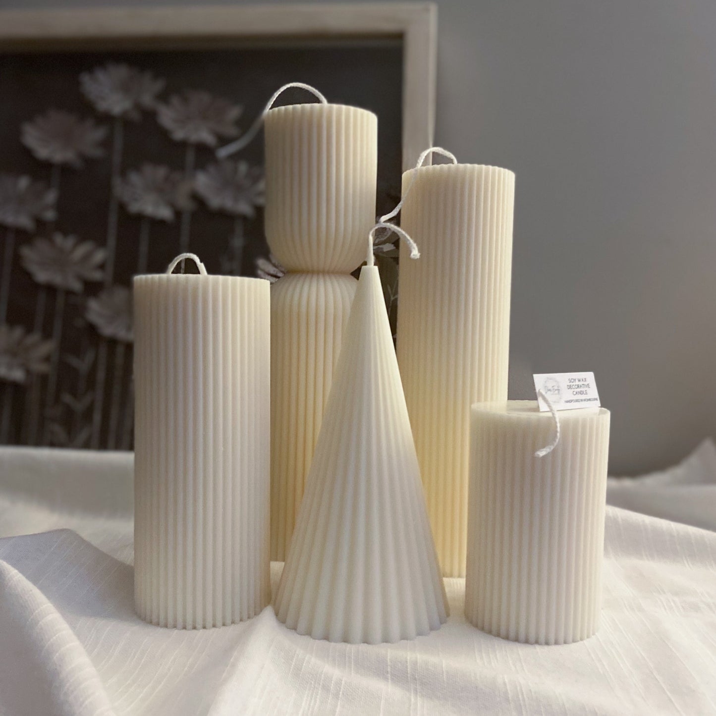 Thin Ribbed Soy Decorative Pillar Candle Collection