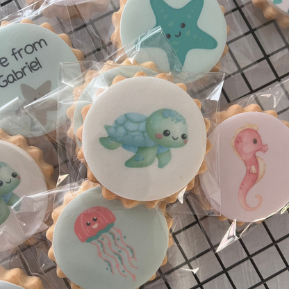 closeup photo of the packaged sea creatures handcrafted biscuits