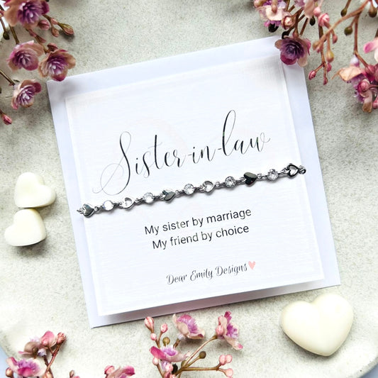 Sister in Law Poem Card & Heart~Sphere Bracelet