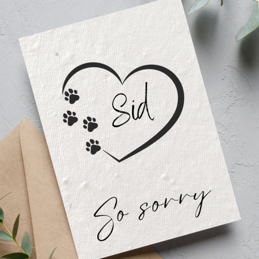 Personalised Pawprints on your Heart Sympathy Card