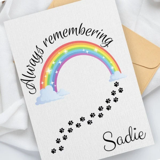 Pet Dog Sympathy Rainbow Bridge Card