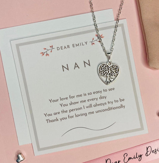 Nan Poem Card and Tree of Life Necklace Gift