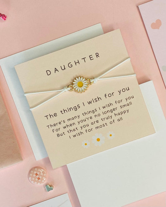 Daisy Charm Bracelet | Daughter Poem Card | Dear Emily Designs